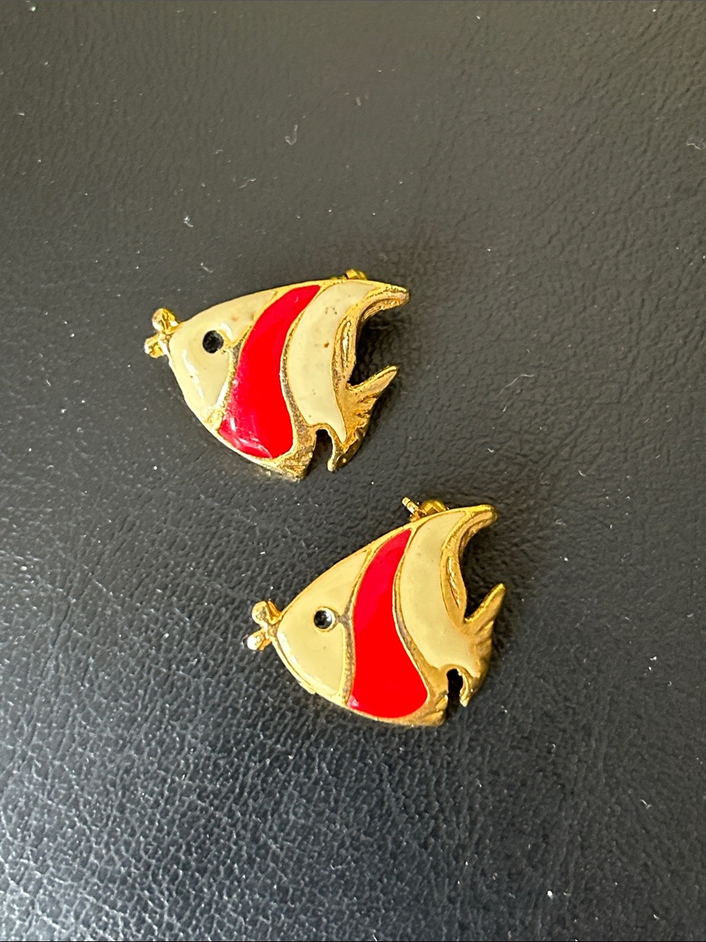 Gold and Red Fish Ornament Pair - Decorative Aquarium Accent